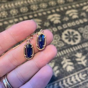 Dainty navy blue and rose gold Kendra Scott earrings